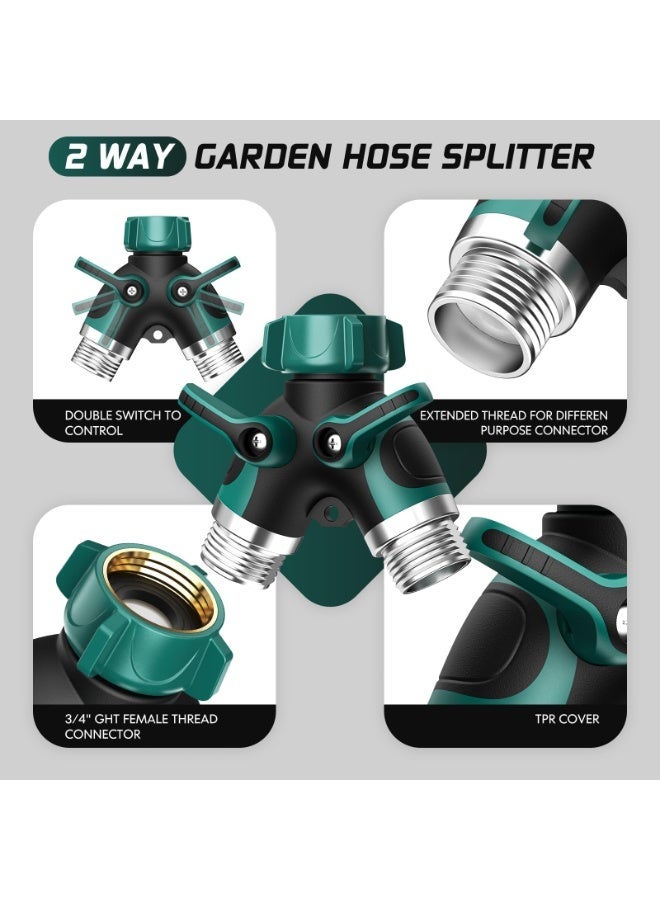 OSHIMA Hose Splitter 2 Way, 2 Way Garden Hose Splitter, Water Spigot Splitter for Heavy Duty Metal Outdoor 3/4 Inch Faucet Y Connector, with 3 Leakproof Washers & 1 tape - Image 4